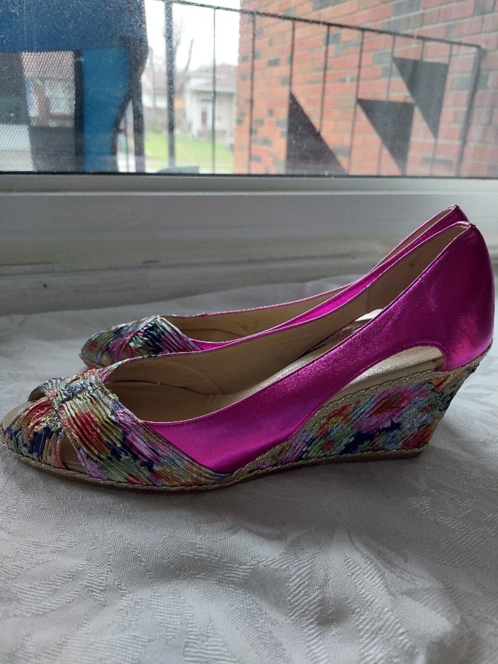 Ron White Ellary Wedge Sandals Size EU40 /US9.5 Pink Made In Italy